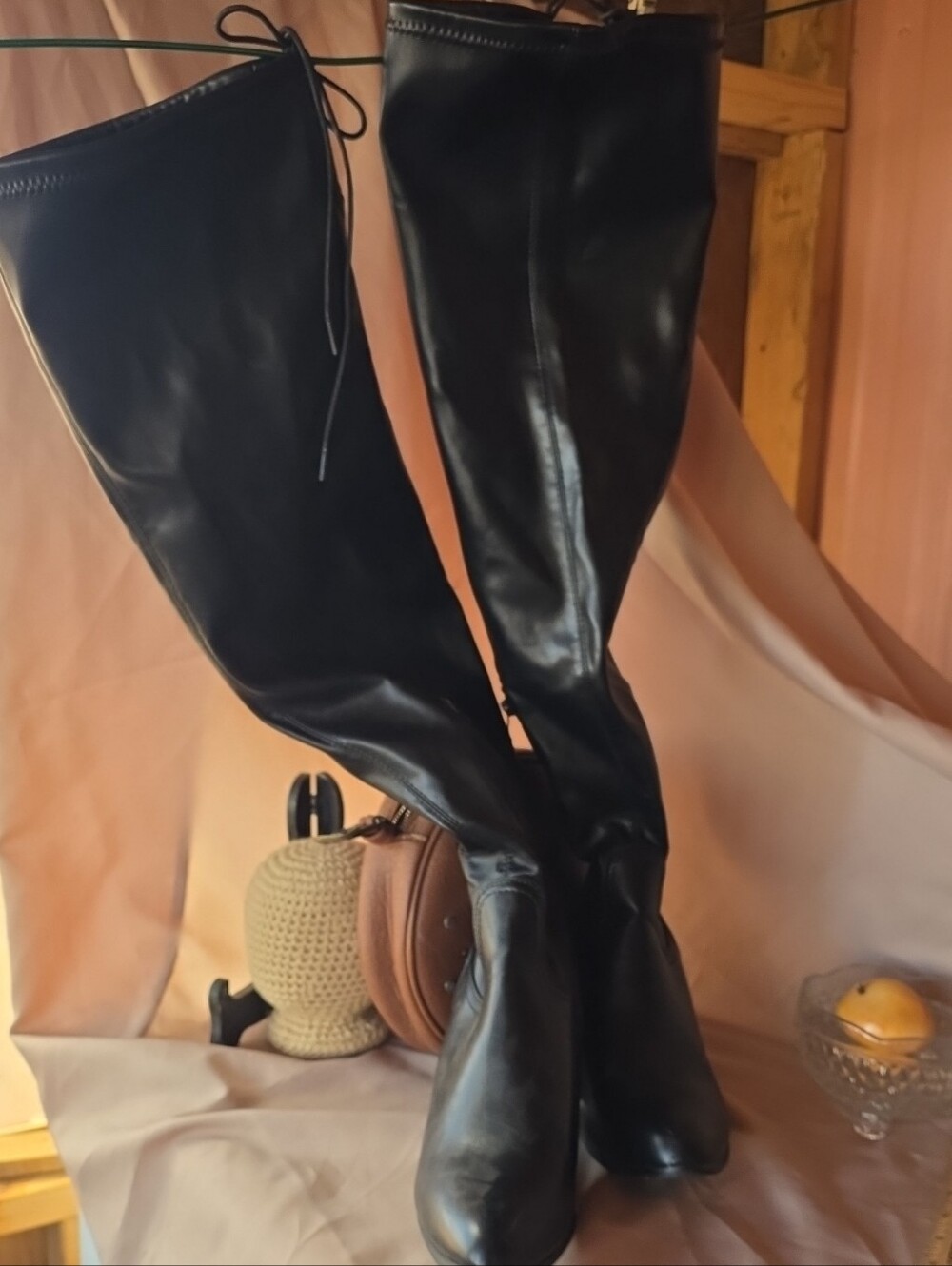 Women’s Black Thigh-High Boots Size 10
